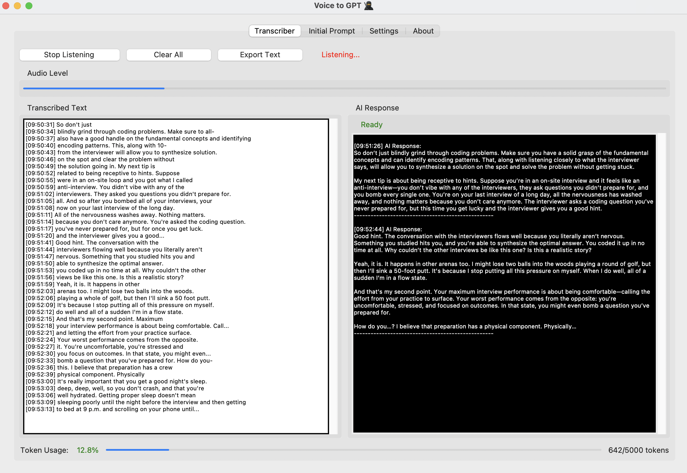 Voice2GPT Conversation