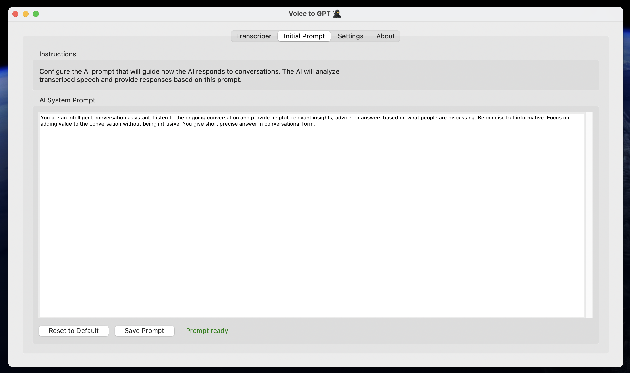 Voice2GPT Custom Prompts