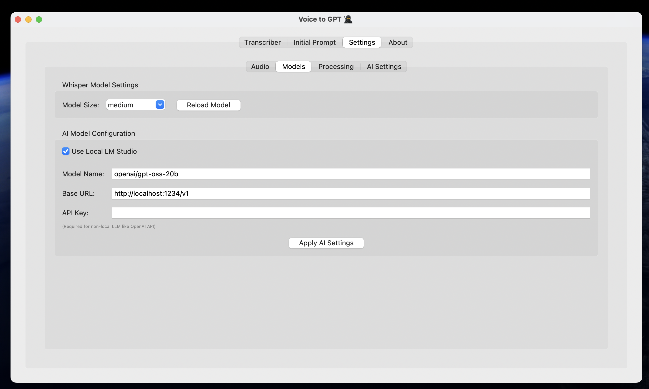 Voice2GPT Model Selection